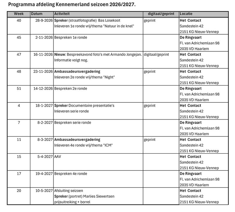 Programma 2026/2027