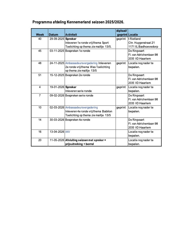 Programma 2025/2026